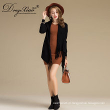 Winter Black Casual Loose Shawl Collar Knitted Wholesale Poncho de lã